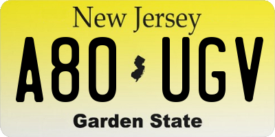 NJ license plate A80UGV
