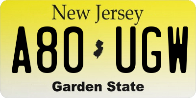 NJ license plate A80UGW