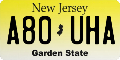 NJ license plate A80UHA