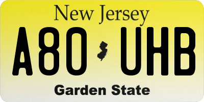NJ license plate A80UHB