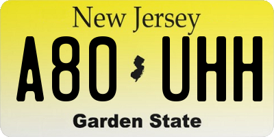 NJ license plate A80UHH