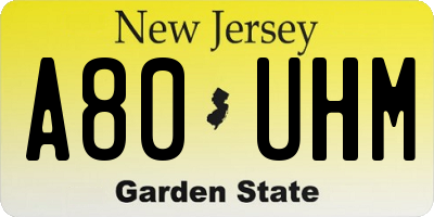 NJ license plate A80UHM