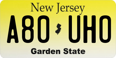 NJ license plate A80UHO