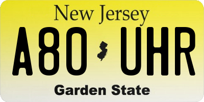 NJ license plate A80UHR