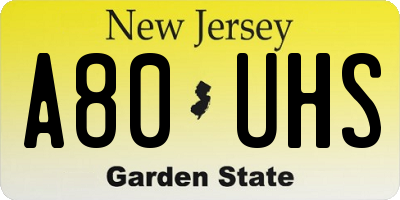 NJ license plate A80UHS