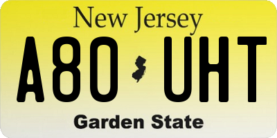 NJ license plate A80UHT