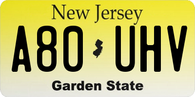 NJ license plate A80UHV