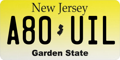 NJ license plate A80UIL