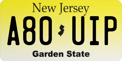 NJ license plate A80UIP