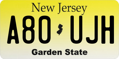 NJ license plate A80UJH