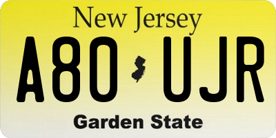 NJ license plate A80UJR
