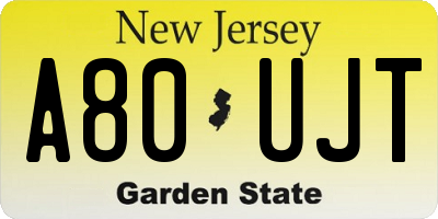 NJ license plate A80UJT