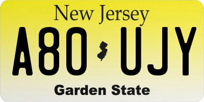 NJ license plate A80UJY