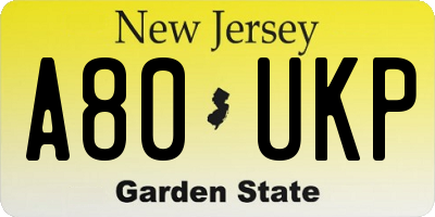 NJ license plate A80UKP