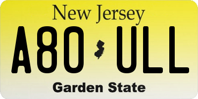 NJ license plate A80ULL