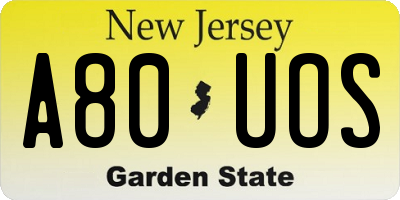 NJ license plate A80UOS