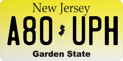 NJ license plate A80UPH