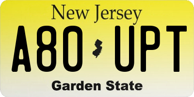 NJ license plate A80UPT
