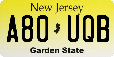 NJ license plate A80UQB