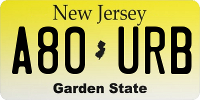 NJ license plate A80URB