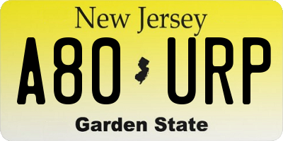 NJ license plate A80URP