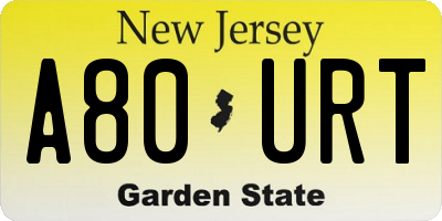 NJ license plate A80URT