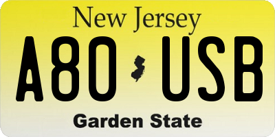 NJ license plate A80USB