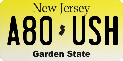 NJ license plate A80USH