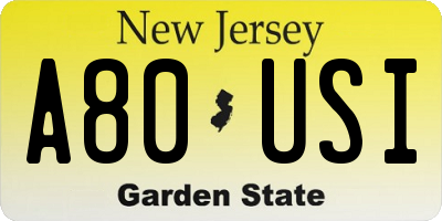 NJ license plate A80USI