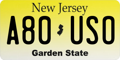NJ license plate A80USO