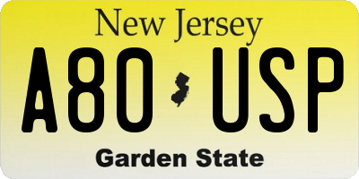 NJ license plate A80USP