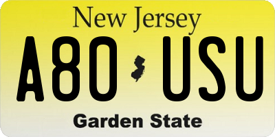 NJ license plate A80USU