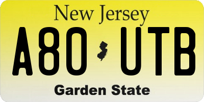 NJ license plate A80UTB