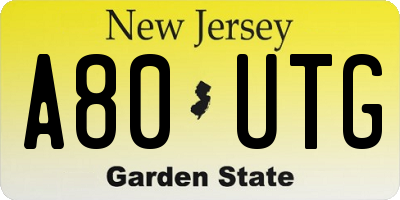 NJ license plate A80UTG