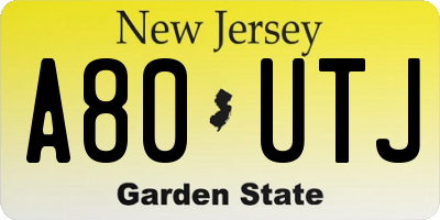 NJ license plate A80UTJ
