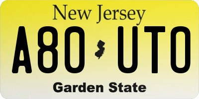 NJ license plate A80UTO