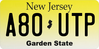 NJ license plate A80UTP