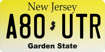 NJ license plate A80UTR