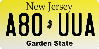 NJ license plate A80UUA