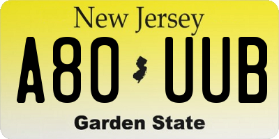 NJ license plate A80UUB