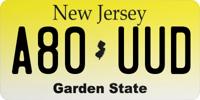 NJ license plate A80UUD