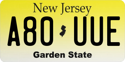 NJ license plate A80UUE