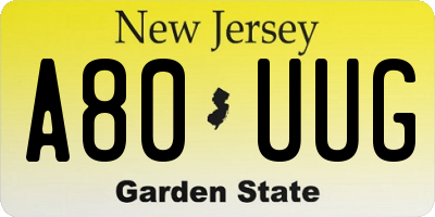 NJ license plate A80UUG