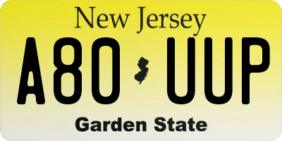 NJ license plate A80UUP