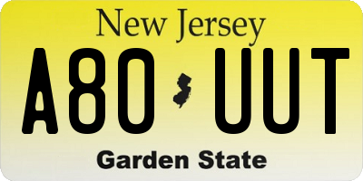 NJ license plate A80UUT
