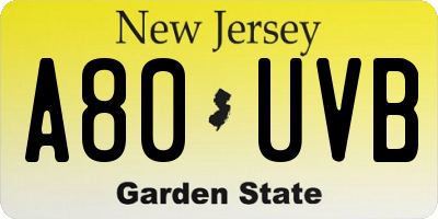 NJ license plate A80UVB