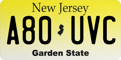 NJ license plate A80UVC