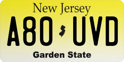 NJ license plate A80UVD