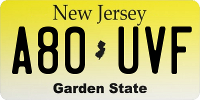 NJ license plate A80UVF