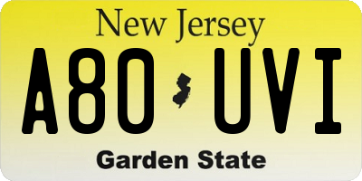 NJ license plate A80UVI